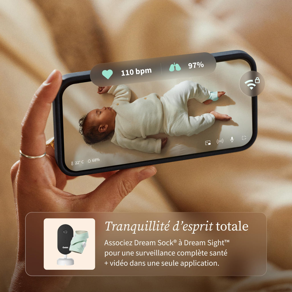Moniteur bébé intelligent Dream Sock suivi fréquence cardiaque oxygène sommeil en temps réel WiFi Bluetooth rose