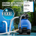 Pompe de filtration à sable piscine 10,2 m³/h auto-amorçante avec réservoir 25 L vanne 7 voies raccords 32 38 mm