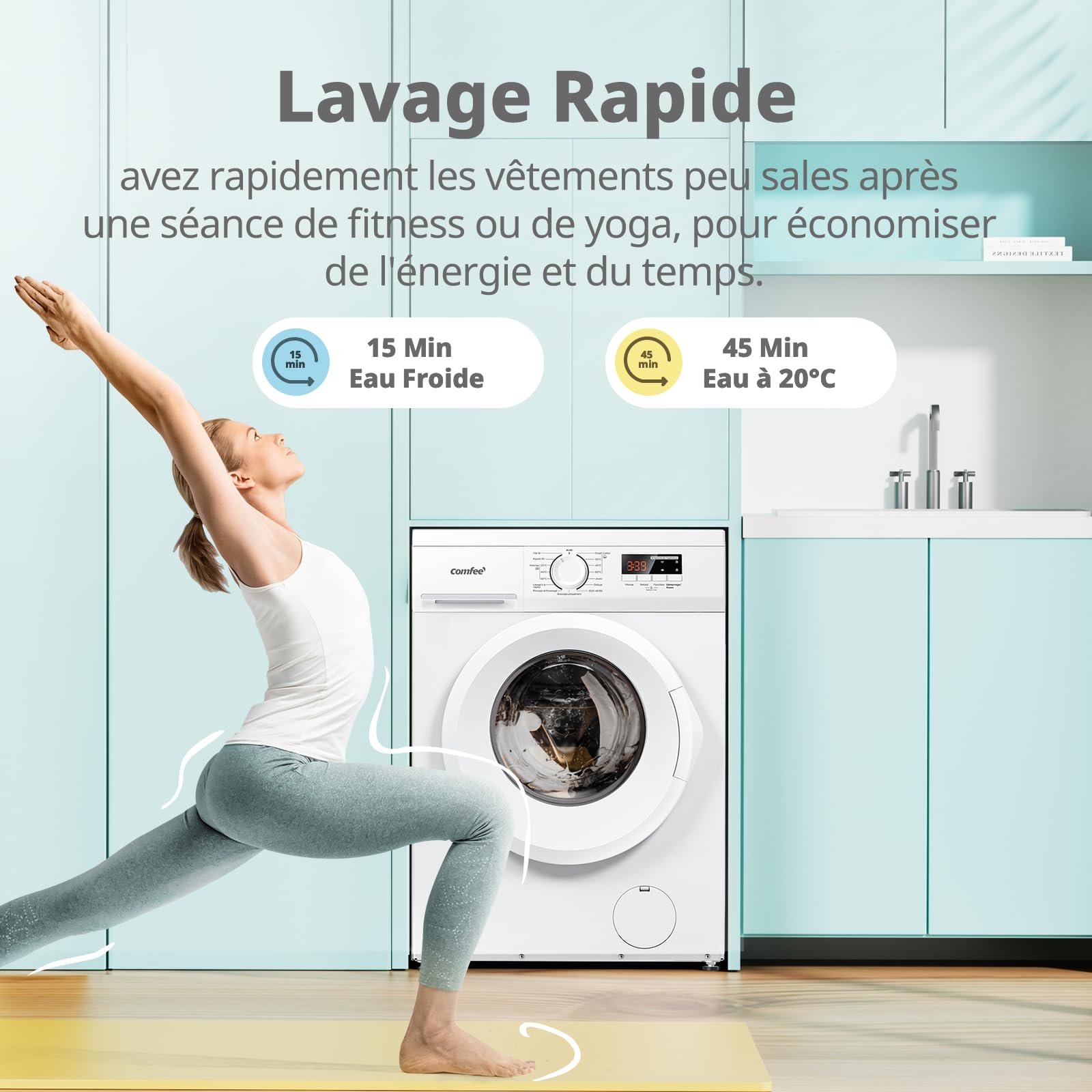 Lave-linge CFE12EW80/W-FR 8kg moteur BLDC 1400 tr/min classe énergétique A 15 programmes vapeur