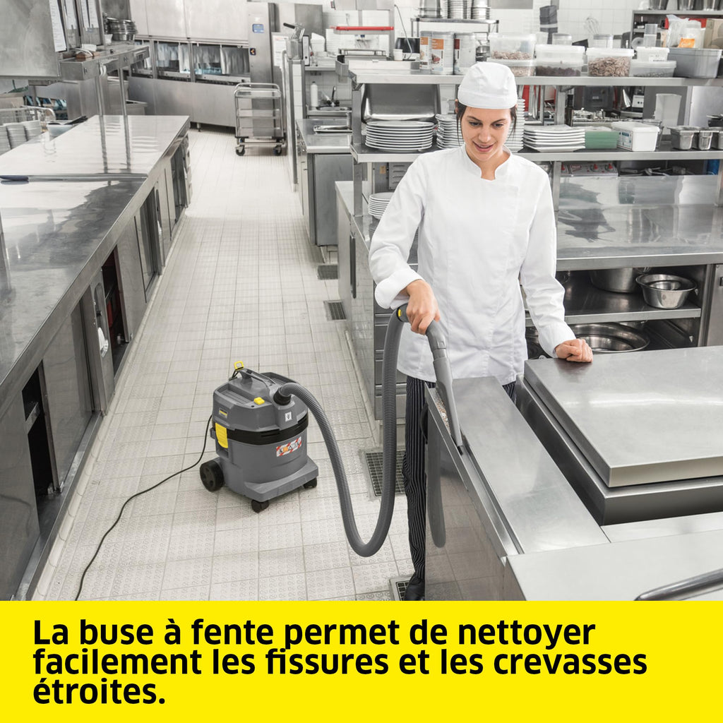Aspirateur eau et poussières NT 22/1 Ap L 1300 W avec réservoir 22 L filtre cartouche PES tuyau 1,9 m et accessoires sols humides secs