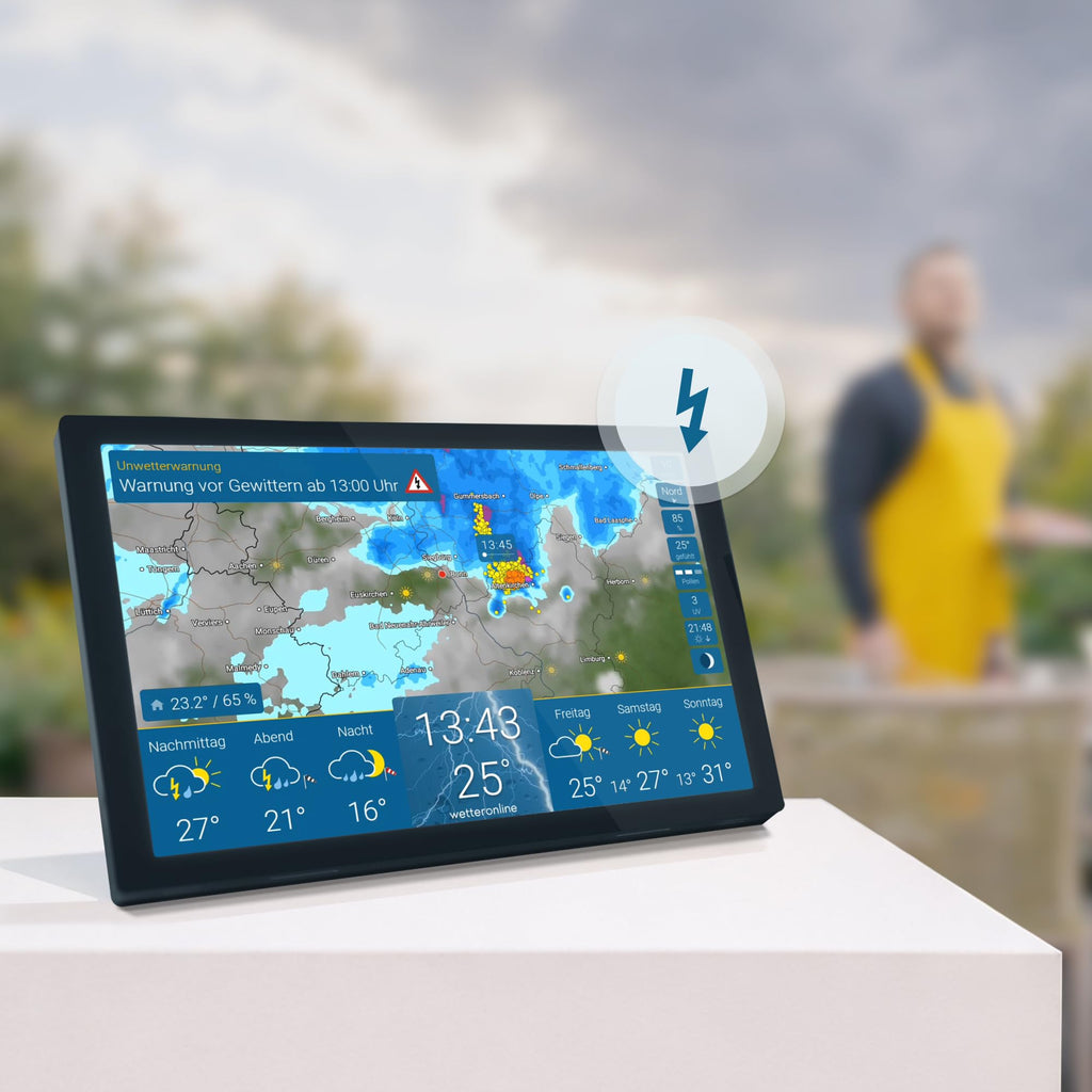 WLAN-Wetterstation wetteronline home 4 mit WetterRadar und 11-Zoll-Full-HD-Display, 14-Tage-Vorhersage und Unwetterwarnungen