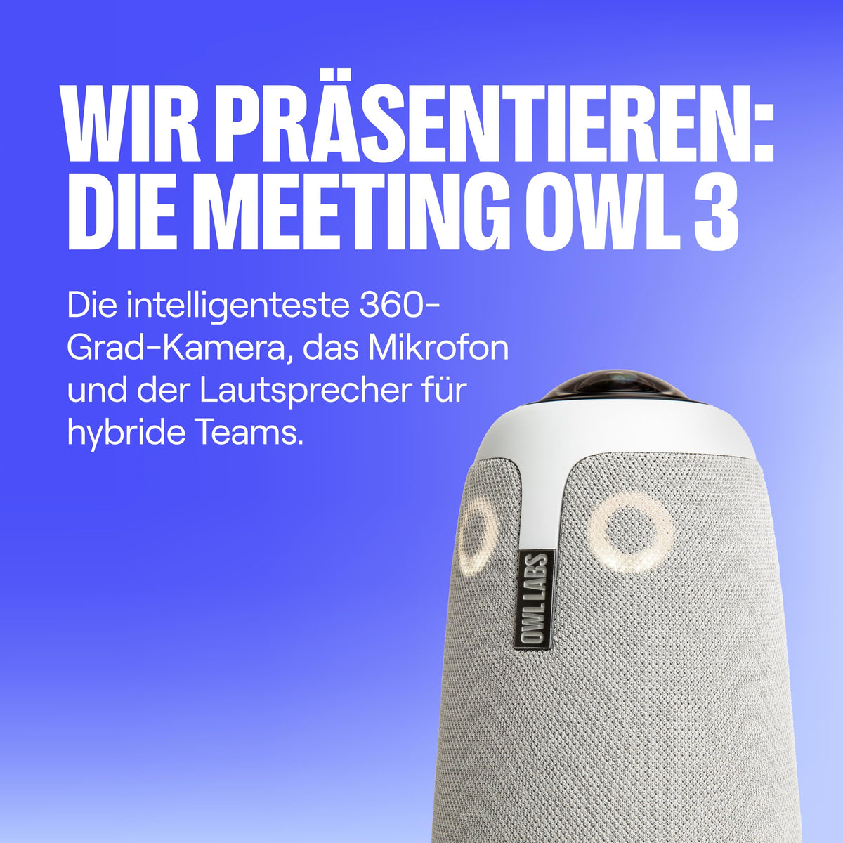 360-Grad-Videokonferenzkamera Meeting Owl 3 mit 1080p HD, Mikrofon und Lautsprecher, automatischem Sprecherfokus und Rauschunterdrückung