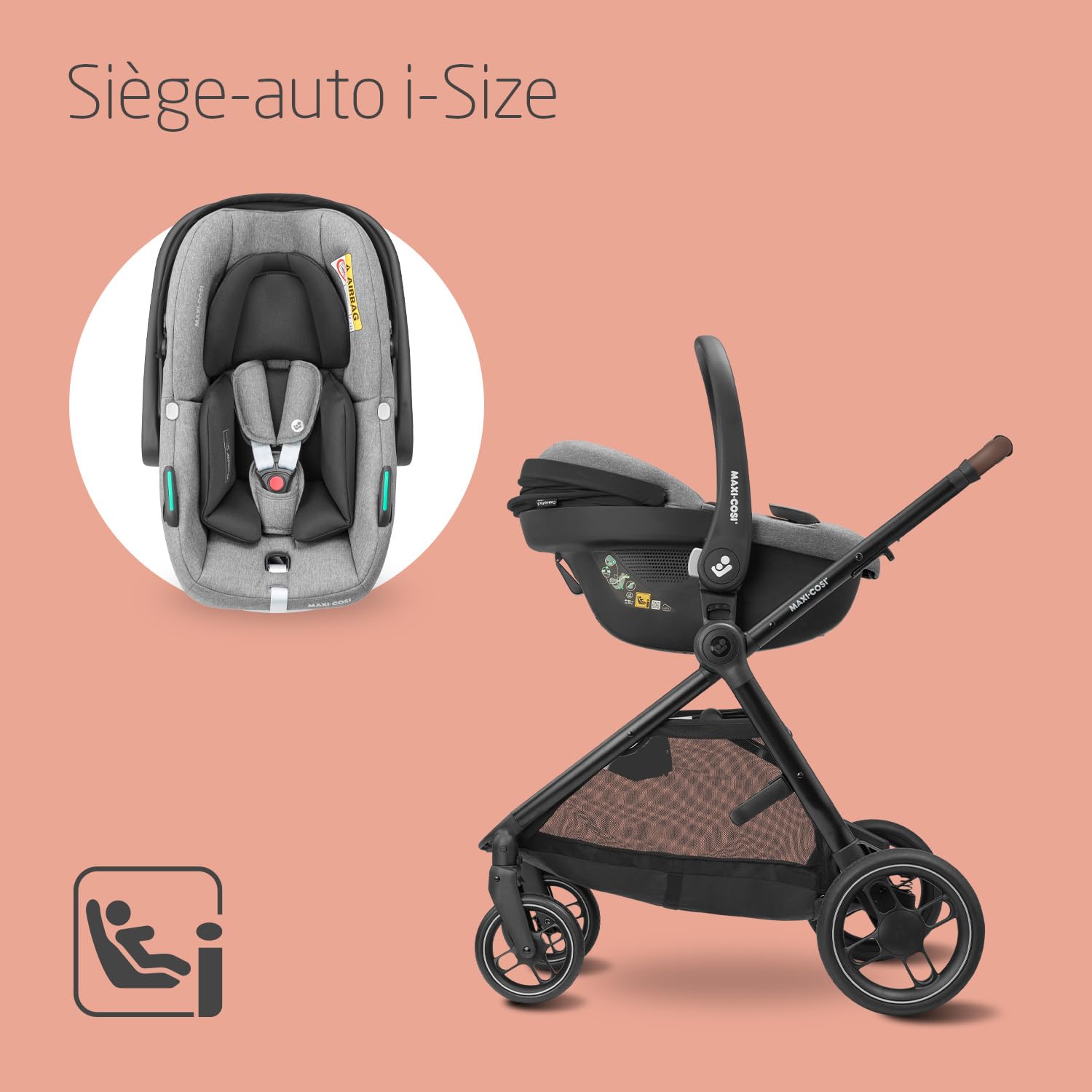 Poussette bébé 3 en 1 Zelia S Trio avec siège auto i-Size pliable inclinable jusqu'à 22 kg sac à langer et accessoires