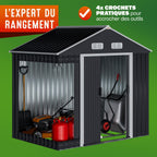 Abri de jardin métal XL avec fondation porte coulissante rangement extérieur 200 x 135 x 190 cm 2 m²