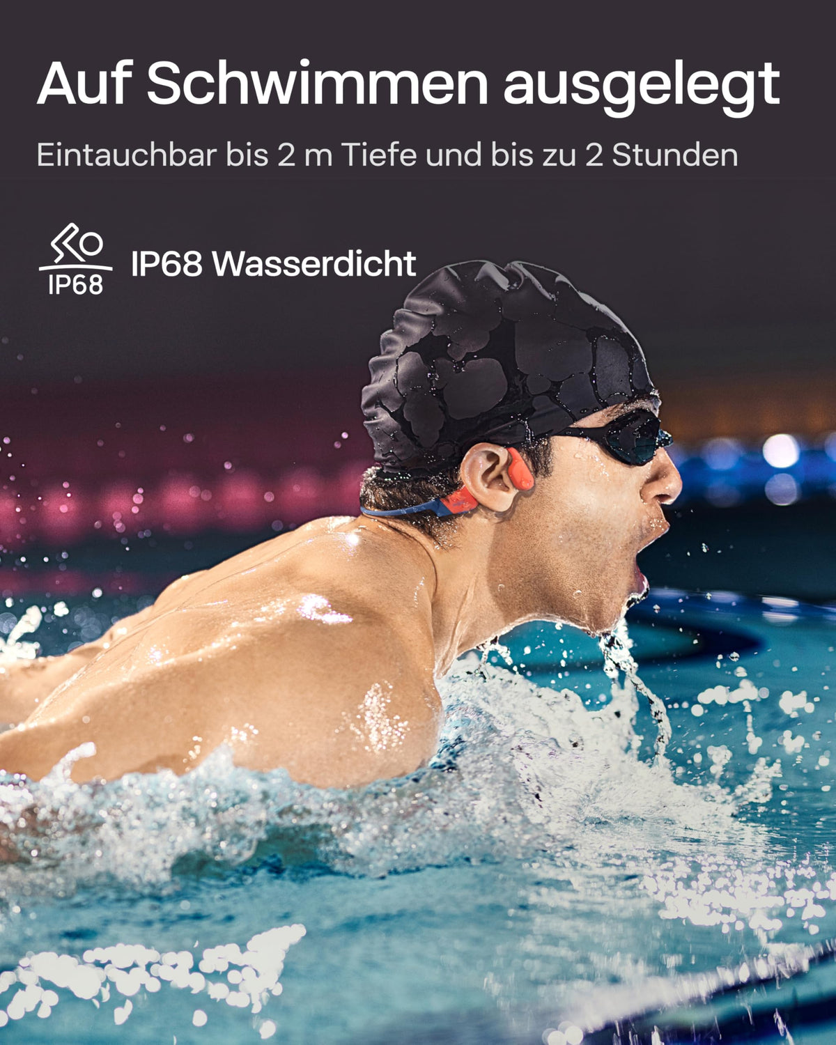 Knochenschall-Schwimmkopfhörer OpenSwim Pro S711 mit 32 GB MP3-Player und Bluetooth, Rot