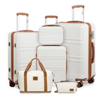 Set de 6 valises rigides de voyage 55 65 74 cm 4 roulettes avec vanity case et sac de voyage pliable