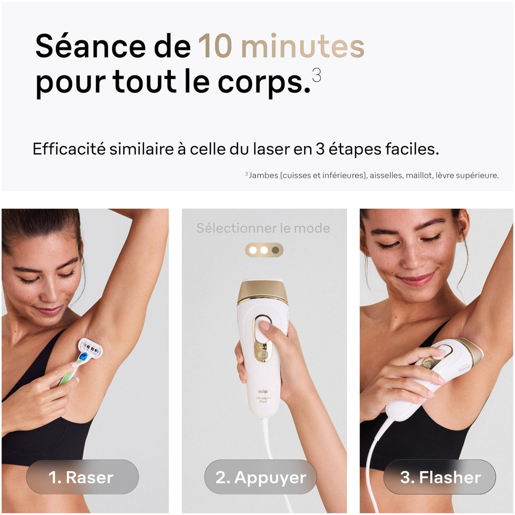 Épilateur lumière pulsée Silk·Expert Pro 5 PL5157 Blanc Doré avec rasoir Venus et têtes spécifiques