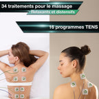 Électrostimulateur musculaire TENS EMS Max 830 4 canaux 115 programmes 20 électrodes incluses rechargeable