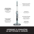 Balai vapeur Steam Mop S8201EUCP 1120W avec tampons rotatifs microfibres réservoir 350ml pour sols durs
