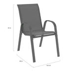 Salon de jardin Madrid table 150 cm avec 6 chaises empilables acier gris anthracite modèle 4113