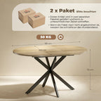 Ausziehbarer Esstisch 100/135 x 100 cm für 4–6 Personen mit Butterfly-Einlegeplatte und X-förmigem Gestell