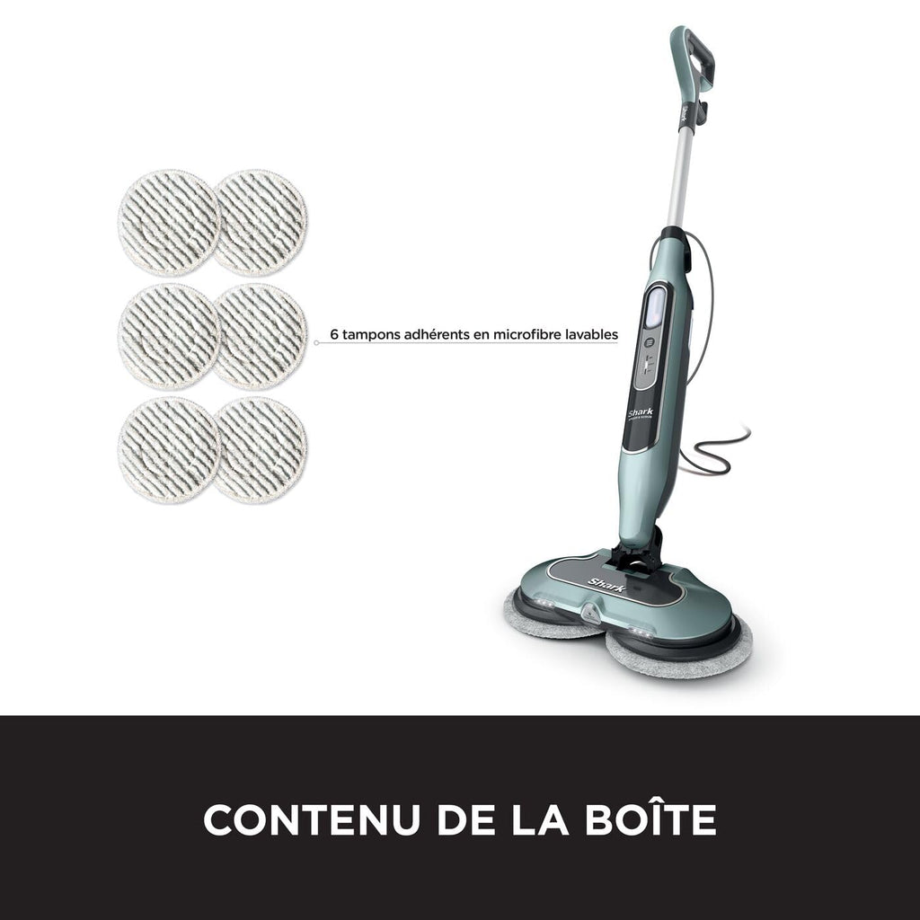Balai vapeur Steam Mop S8201EUCP 1120W avec tampons rotatifs microfibres réservoir 350ml pour sols durs