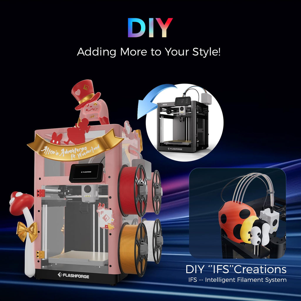 Imprimante 3D Adventurer 5X AD5X impression multicolore nivellement automatique vitesse 600 mm/s volume 220x220x220 mm