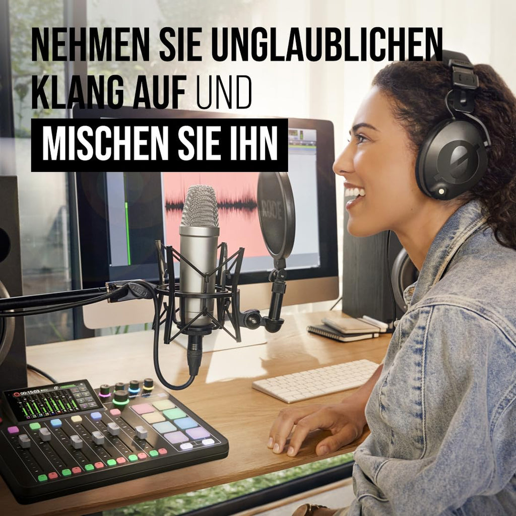 Podcast Produktionsstudio Pro II 9 Kanäle 4 Combo-Eingänge Dual USB-C Bluetooth 8 SMART Pads