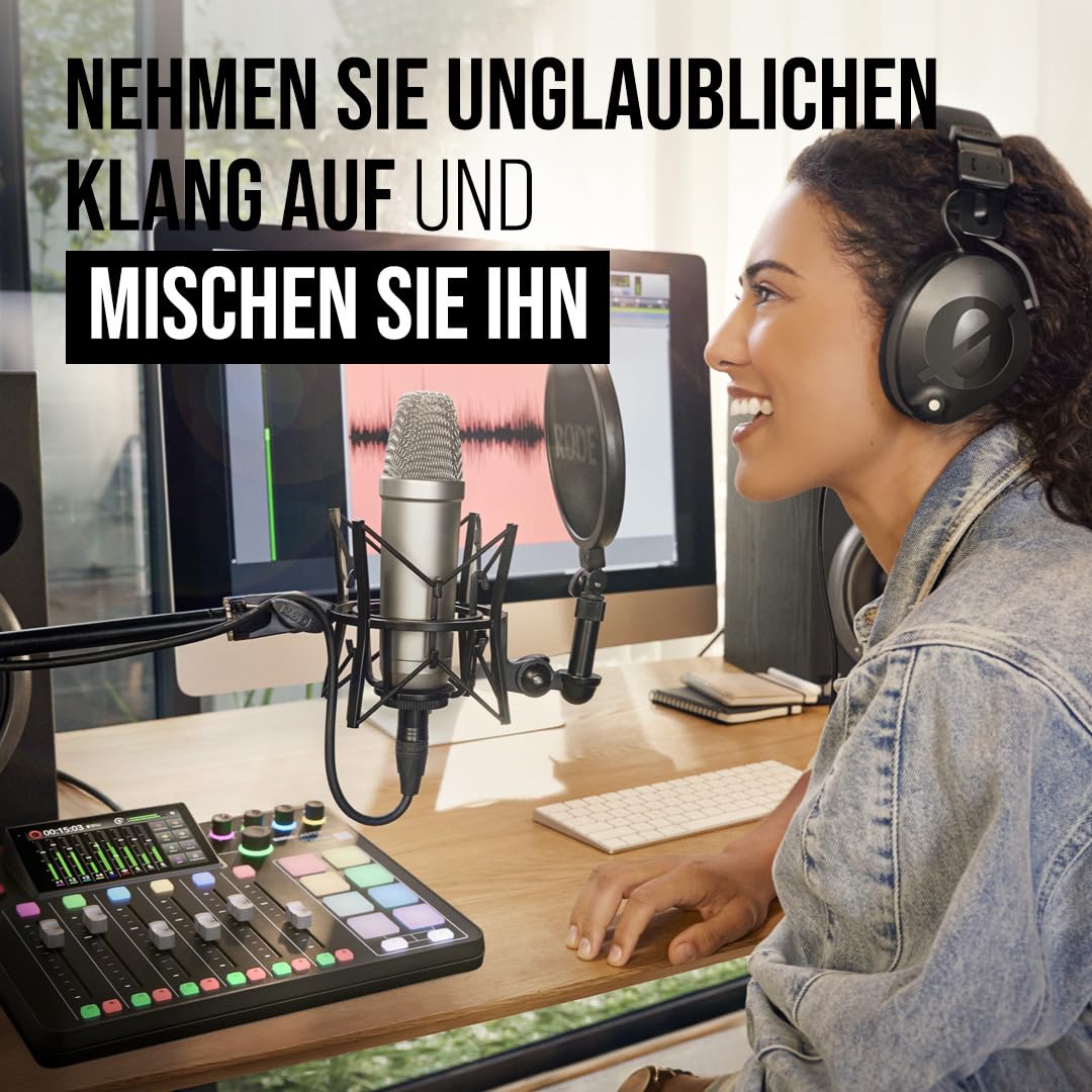 Podcast Produktionsstudio Pro II 9 Kanäle 4 Combo-Eingänge Dual USB-C Bluetooth 8 SMART Pads