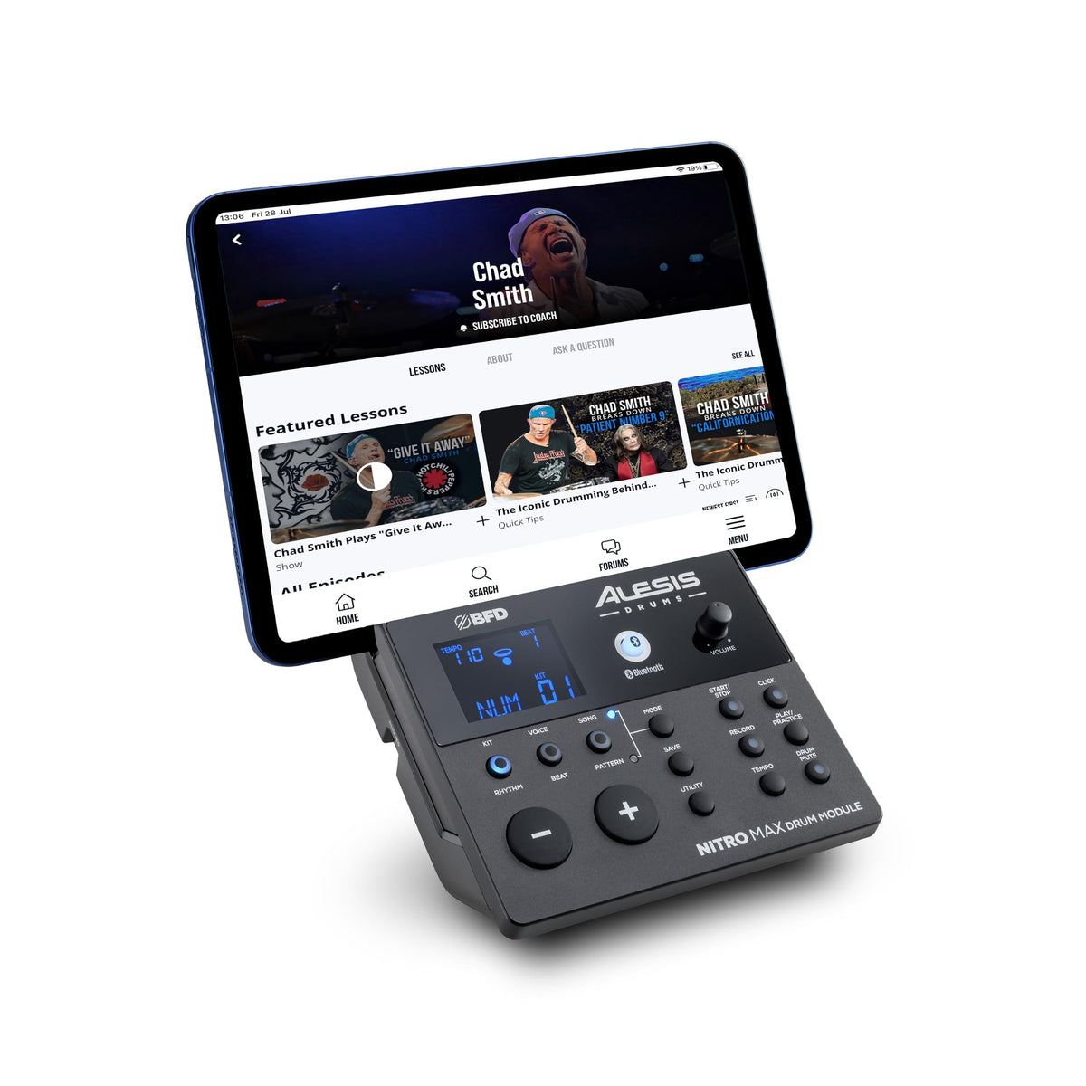 Kompaktes E-Drum Set Nitro Max mit 8-teiligem Mesh-Kit, Drum-Modul, Bluetooth und 10"""" Snare