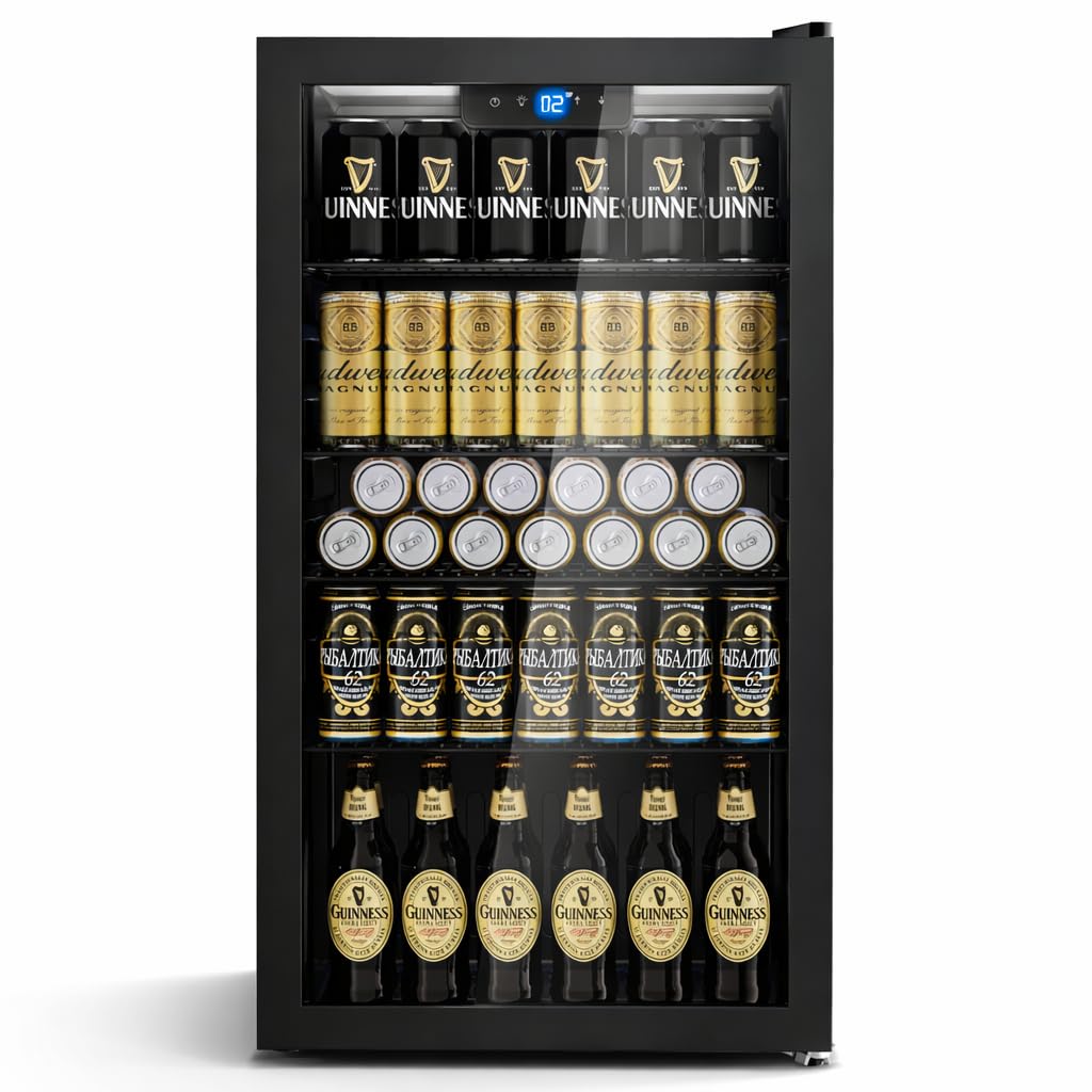 Getränkekühlschrank 86 L freistehend mit 4 verstellbaren Ablagen digitaler Temperaturregelung 1–18 °C LED-Beleuchtung und Frostfrei