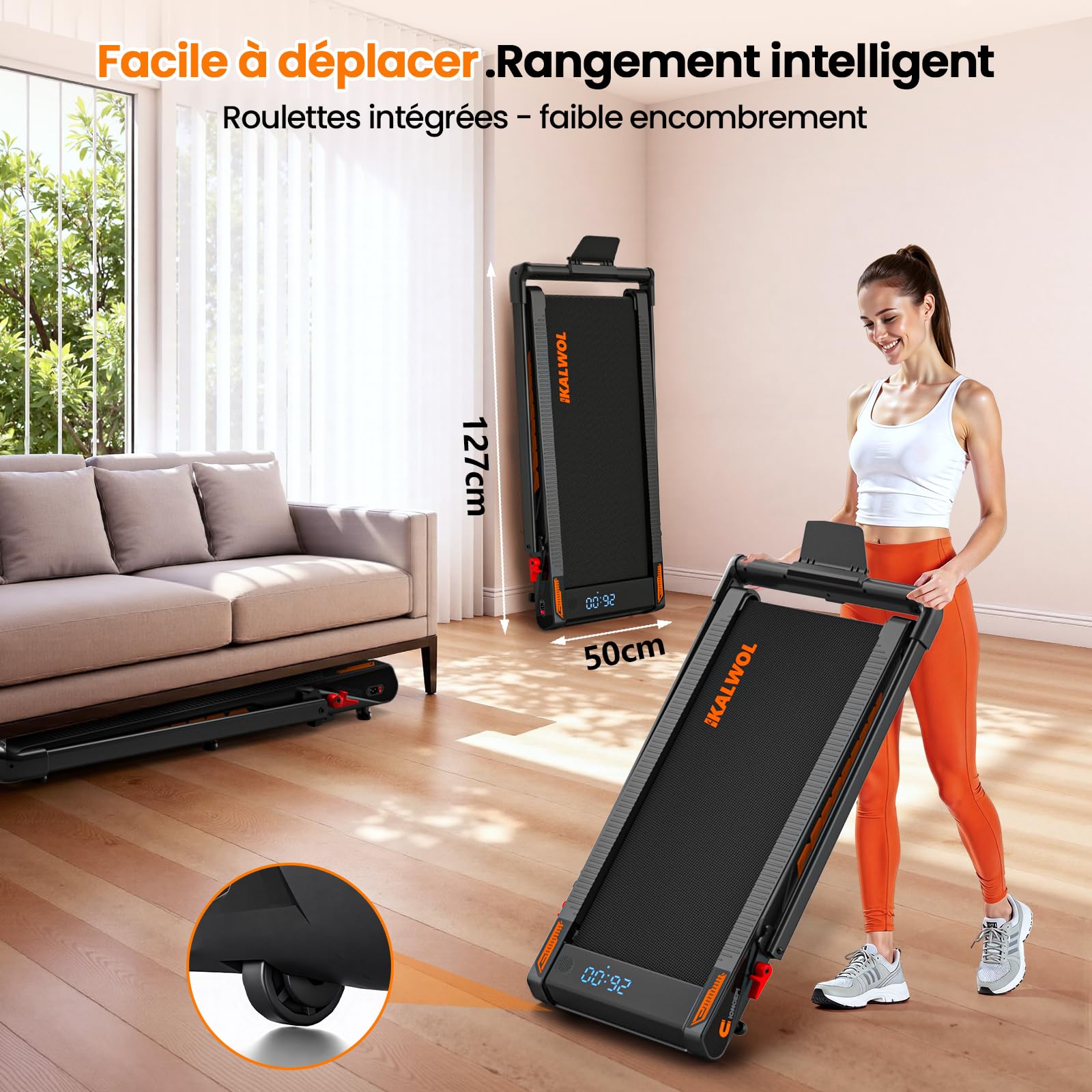 Tapis de course pliable 6 en 1 inclinaison 10% moteur 3 CV vitesse 12 km/h Bluetooth écran LED capacité 160 kg