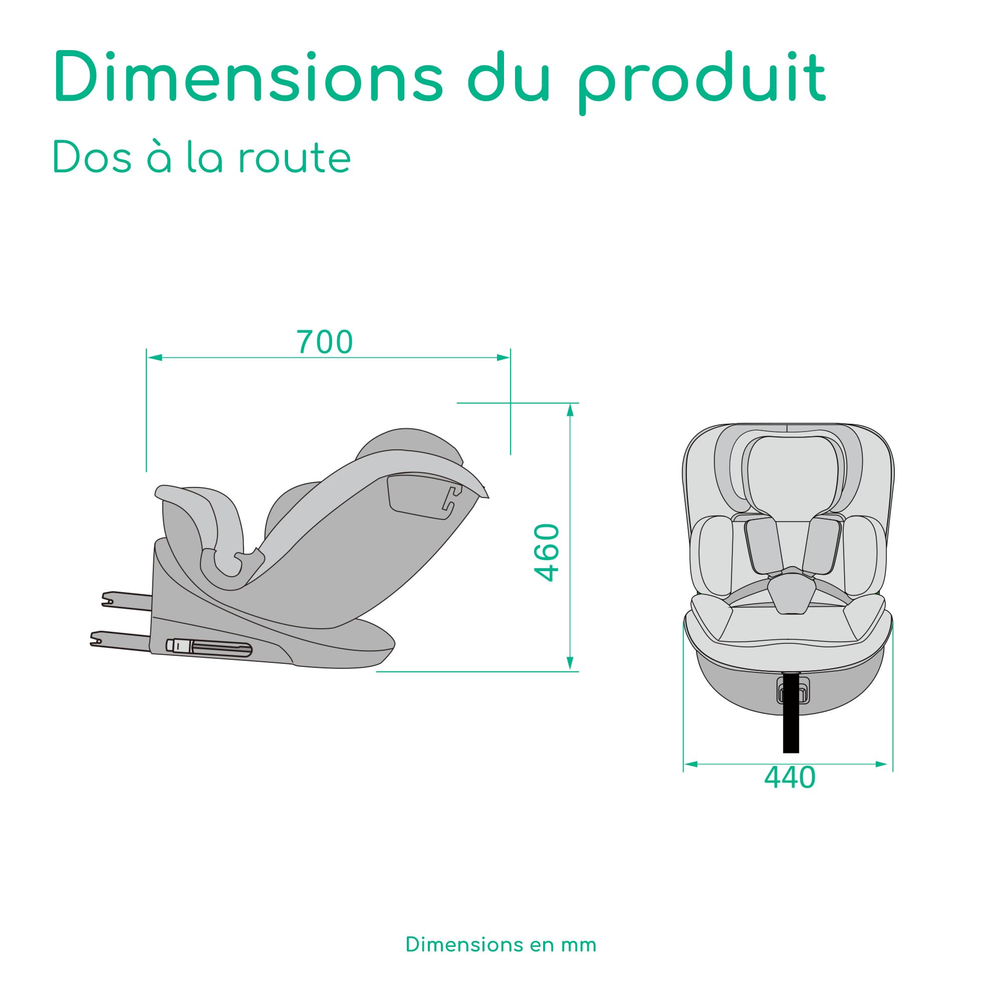 Siège auto pivotant 360 i-Size 0-12 ans 40-150 cm ISOFIX avec Top Tether 6 positions d'inclinaison et appui-tête réglable 12 positions