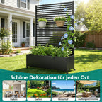 Hochbeet aus Metall mit Spalier und Rädern für Außenbereich, Pflanzkasten mit Entwässerungslöchern für Blumen und Gemüse