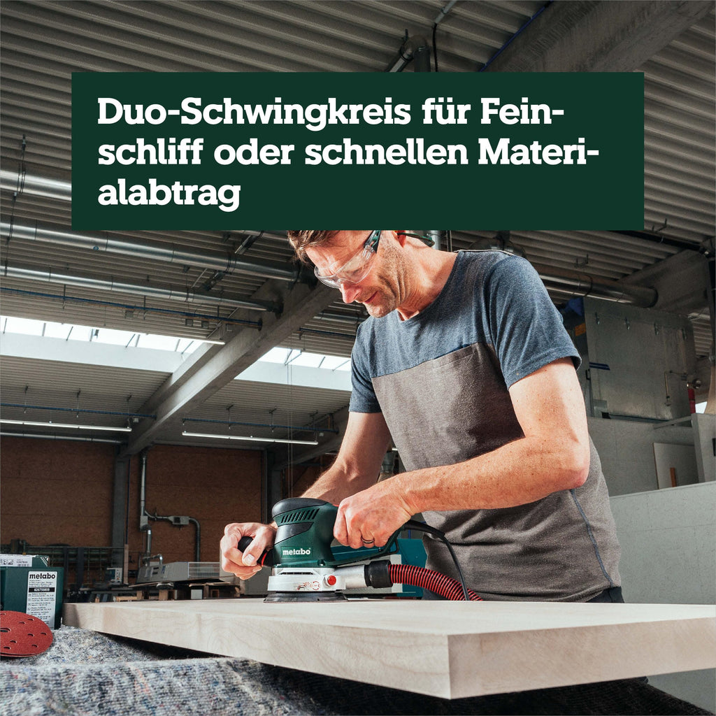 Exzenterschleifer SXE 450 TurboTec mit Duo-Schwingkreisverstellung und Vario-Elektronik, 350 W, 4 m Kabel