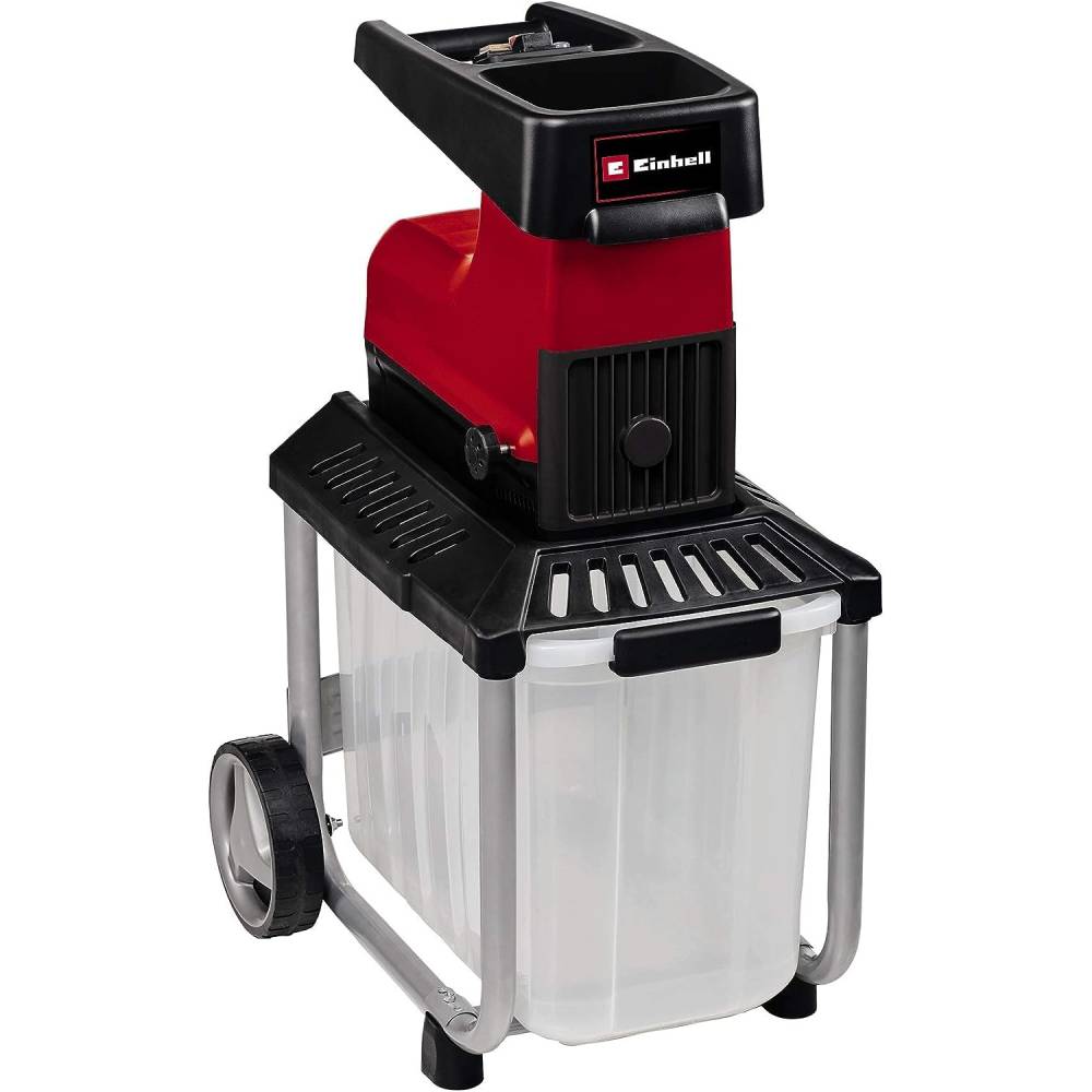 Elektro-Leisehäcksler GC-RS 60 CB mit 2800 W und 45 mm Aststärke, Schneidwalze, Drehrichtungsumschalter und transparenter 60 L Fangbox