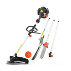 Benzin Motorsense 5in1 Multitool 52 ccm 3 PS mit Heckenschere, Hochentaster, Doppelfadenkopf und 3-Zahn-Messer