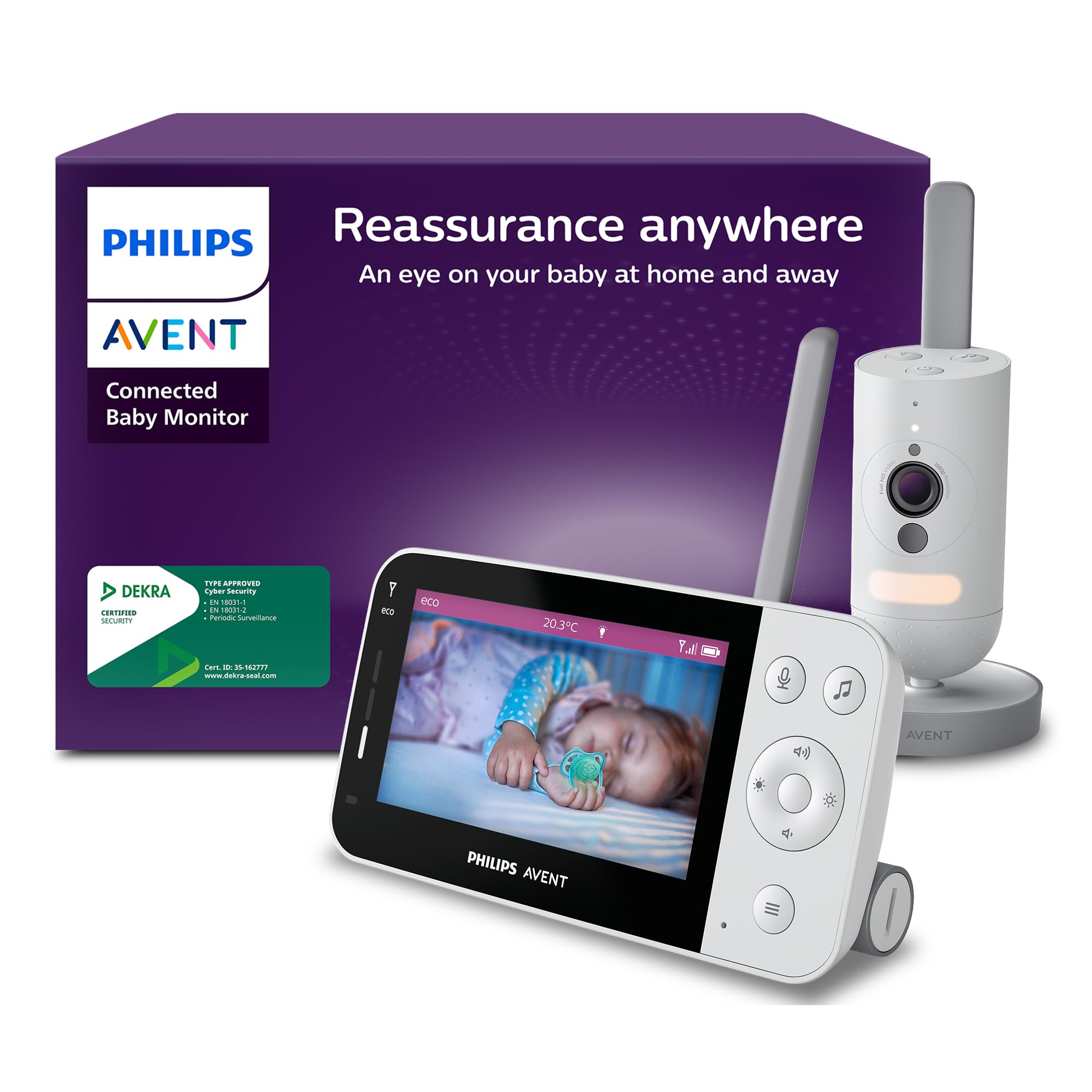 Écoute bébé vidéo SCD951/26 caméra HD 1080p Wi-Fi vision nocturne infrarouge audio bidirectionnel détecteur de sons