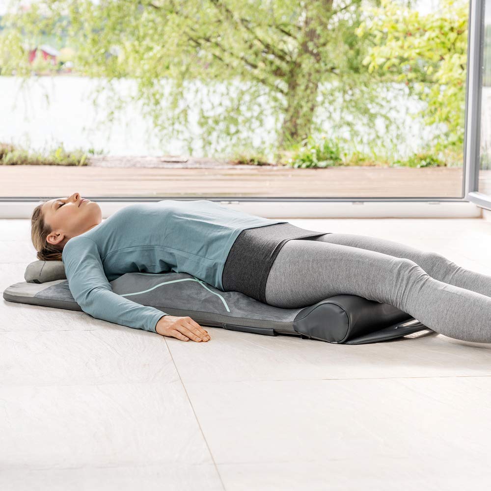Yoga- und Stretchmatte MG 280 mit Luftdruck- und Vibrationsmassage, 7 Luftkammern, 4 Programme, Wärmefunktion, faltbar, grau
