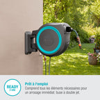 Dévidoir automatique mural 25 m avec tuyau 13 mm montage mural système RollUp M/L référence 18620-20