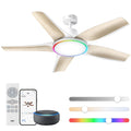 Ventilateur de plafond intelligent avec éclairage LED RGB 132 cm moteur CC silencieux contrôle APP et télécommande DR-HCF002S