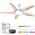 Ventilateur de plafond intelligent avec éclairage LED RGB 132 cm moteur CC silencieux contrôle APP et télécommande DR-HCF002S