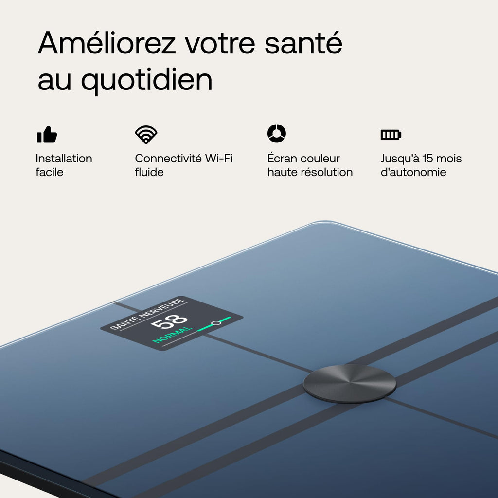 Balance connectée Body Comp BIA WiFi Bluetooth analyse corporelle graisse viscérale évaluation vasculaire santé nerveuse