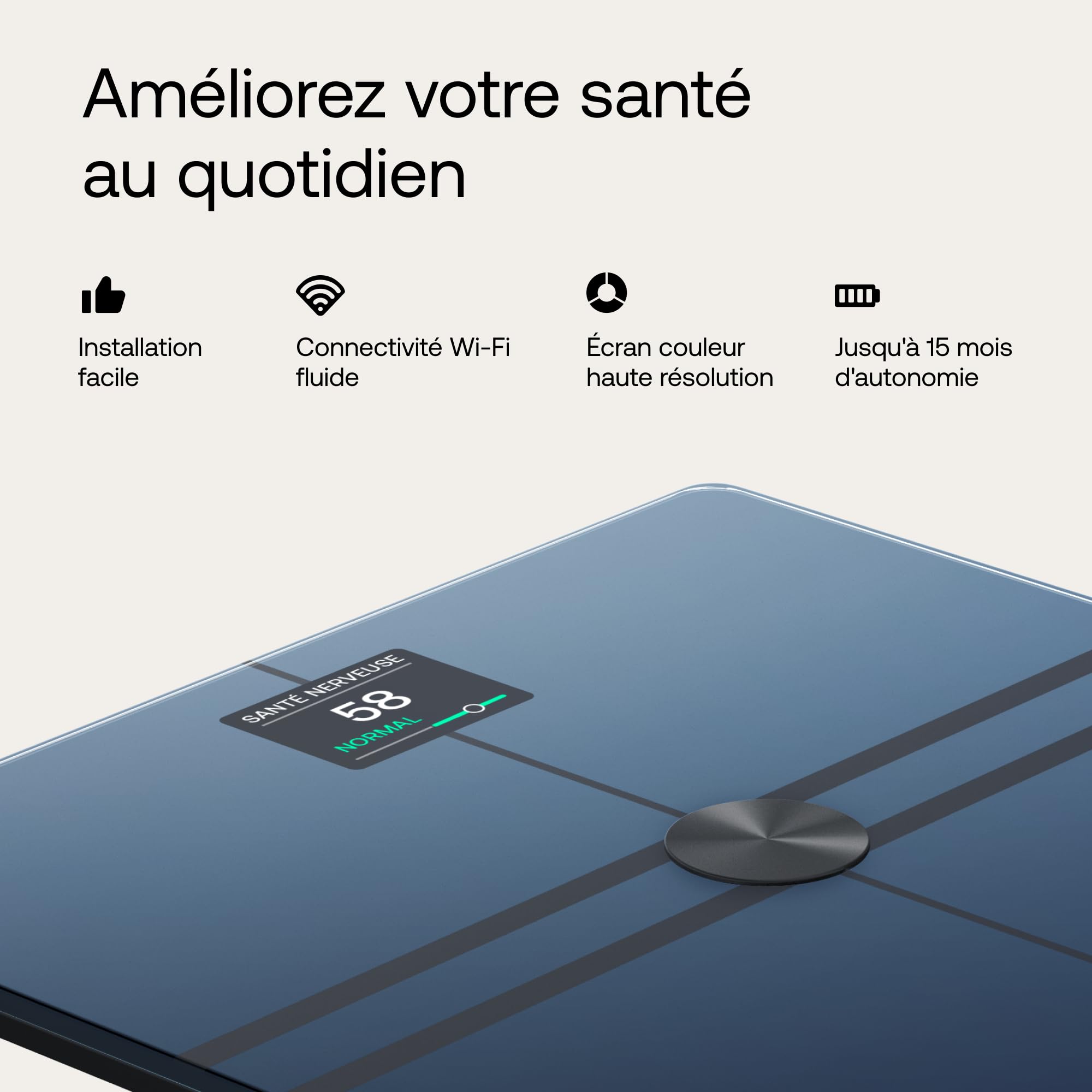 Balance connectée Body Comp BIA WiFi Bluetooth analyse corporelle graisse viscérale évaluation vasculaire santé nerveuse