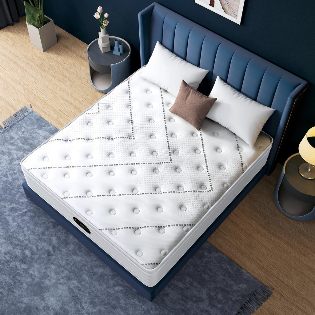 Matelas hybride SLC-618 140x190 cm épaisseur 28 cm 7 zones ressorts ensachés avec mousse mémoire de forme fermeté moyenne