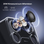 Tragbarer Smart Beamer mit Google TV, 1080p, 4K unterstützt, 500 ANSI Lumen und 20-W-Dolby-Audio