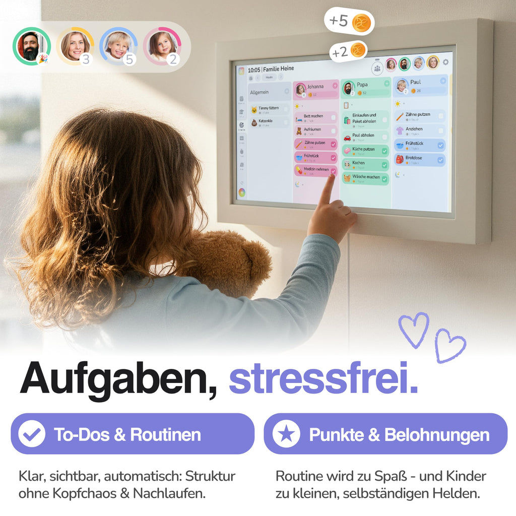 Digitaler Familienkalender 15,6"""" mit FHD Touchscreen und App für iOS und Android, Wandkalender zur Familienorganisation
