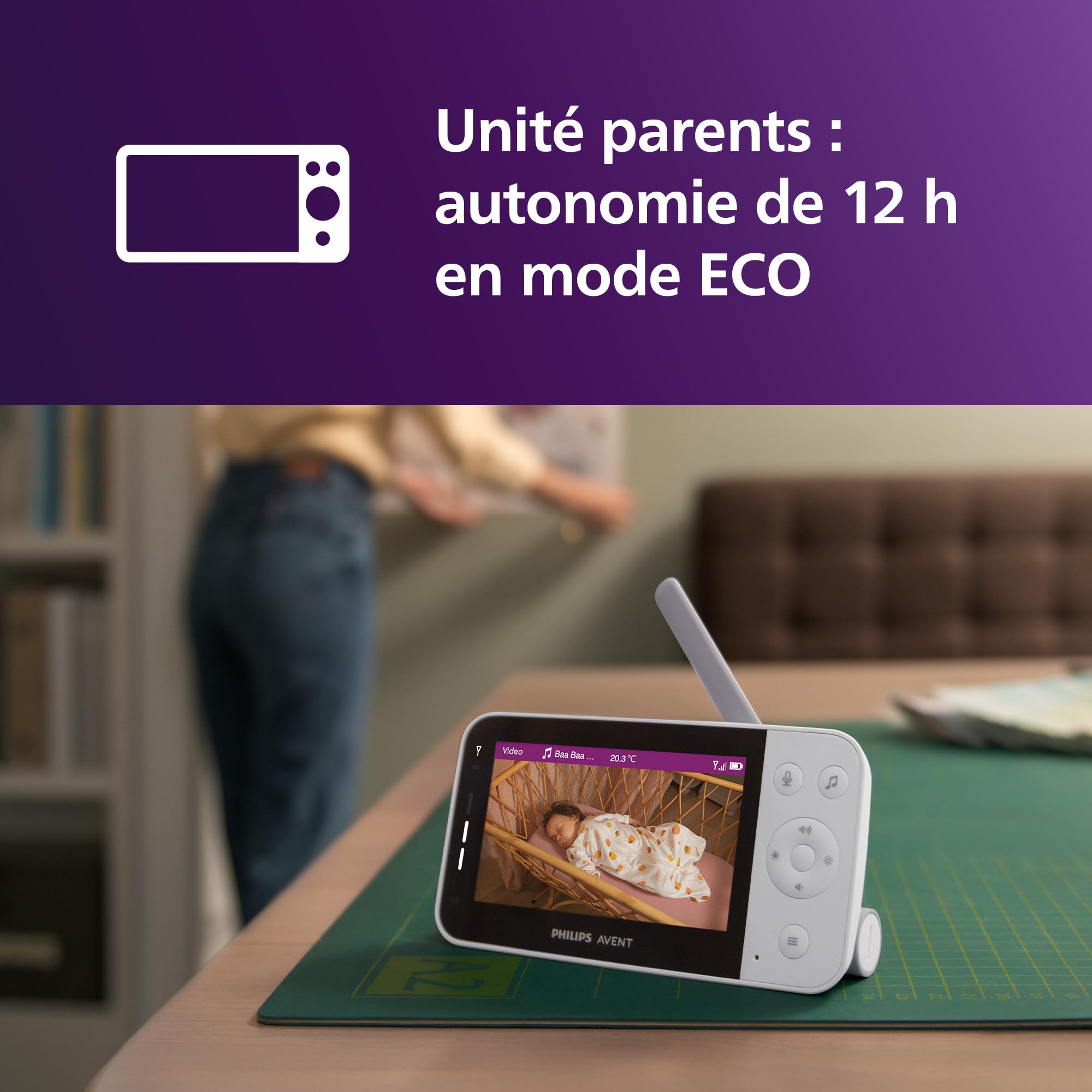 Écoute bébé vidéo SCD951/26 caméra HD 1080p Wi-Fi vision nocturne infrarouge audio bidirectionnel détecteur de sons