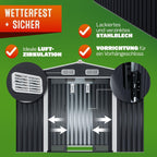 Metall Gerätehaus 260 x 205 x 180 cm mit Fundament Satteldach Schiebetür Belüftungsöffnungen 4 Haken
