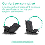 Siège auto pivotant 360 i-Size 0-12 ans 40-150 cm ISOFIX avec Top Tether 6 positions d'inclinaison et appui-tête réglable 12 positions