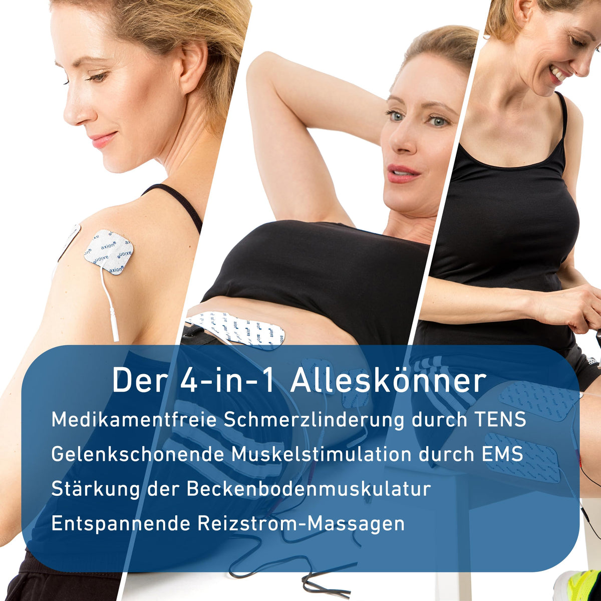 TENS-EMS Kombigerät X9B 4 Kanäle 60 Programme 99 Intensitätsstufen mit 12 Elektroden Ladegerät und Softcase