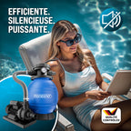Pompe de filtration à sable piscine 10,2 m³/h auto-amorçante avec réservoir 25 L vanne 7 voies raccords 32 38 mm