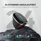 Finger Pulsoximeter O2Ring-S für die Schlafüberwachung mit Vibrationsalarm, 24 Std Akkulaufzeit, Bluetooth und 4 x 10 Std Speicher