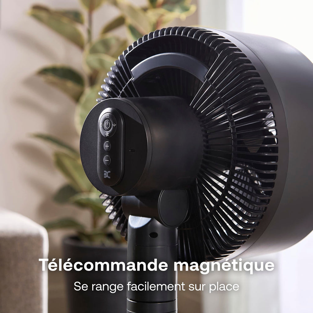 Ventilateur sans fil 2 en 1 sur pied et de table DUOCOOL Smart avec batterie rechargeable 45 h 5 vitesses mode Turbo télécommande et application