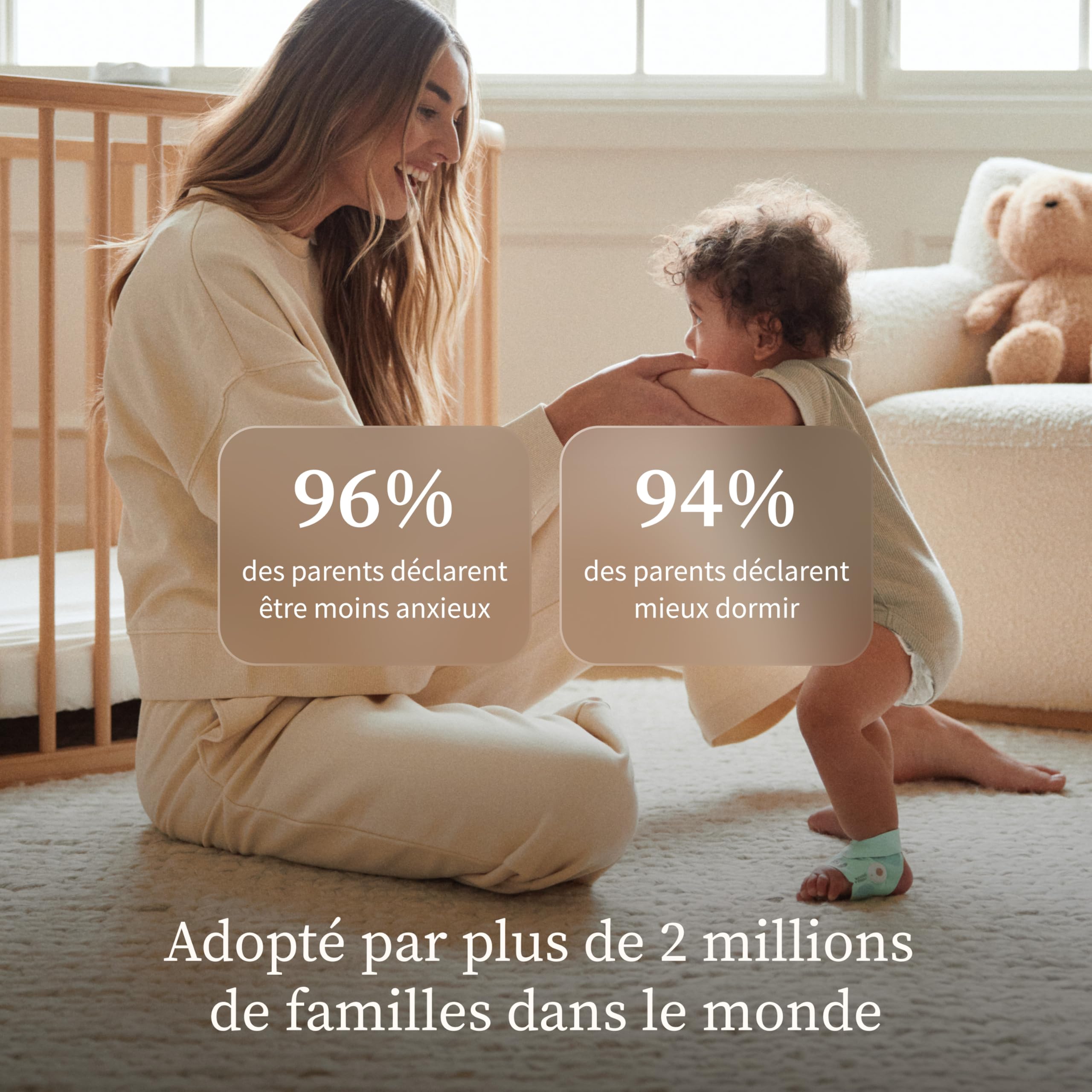 Moniteur bébé intelligent Dream Sock suivi fréquence cardiaque oxygène sommeil en temps réel WiFi Bluetooth rose