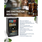 Réfrigérateur à boissons GPC1088 88L porte en verre réversible éclairage LED refroidissement statique