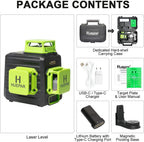 Niveau laser vert autonivelant B03CG Pro 3 x 360° avec batterie rechargeable Li-ion 5200mAh USB-C mode pulsé et étui de transport