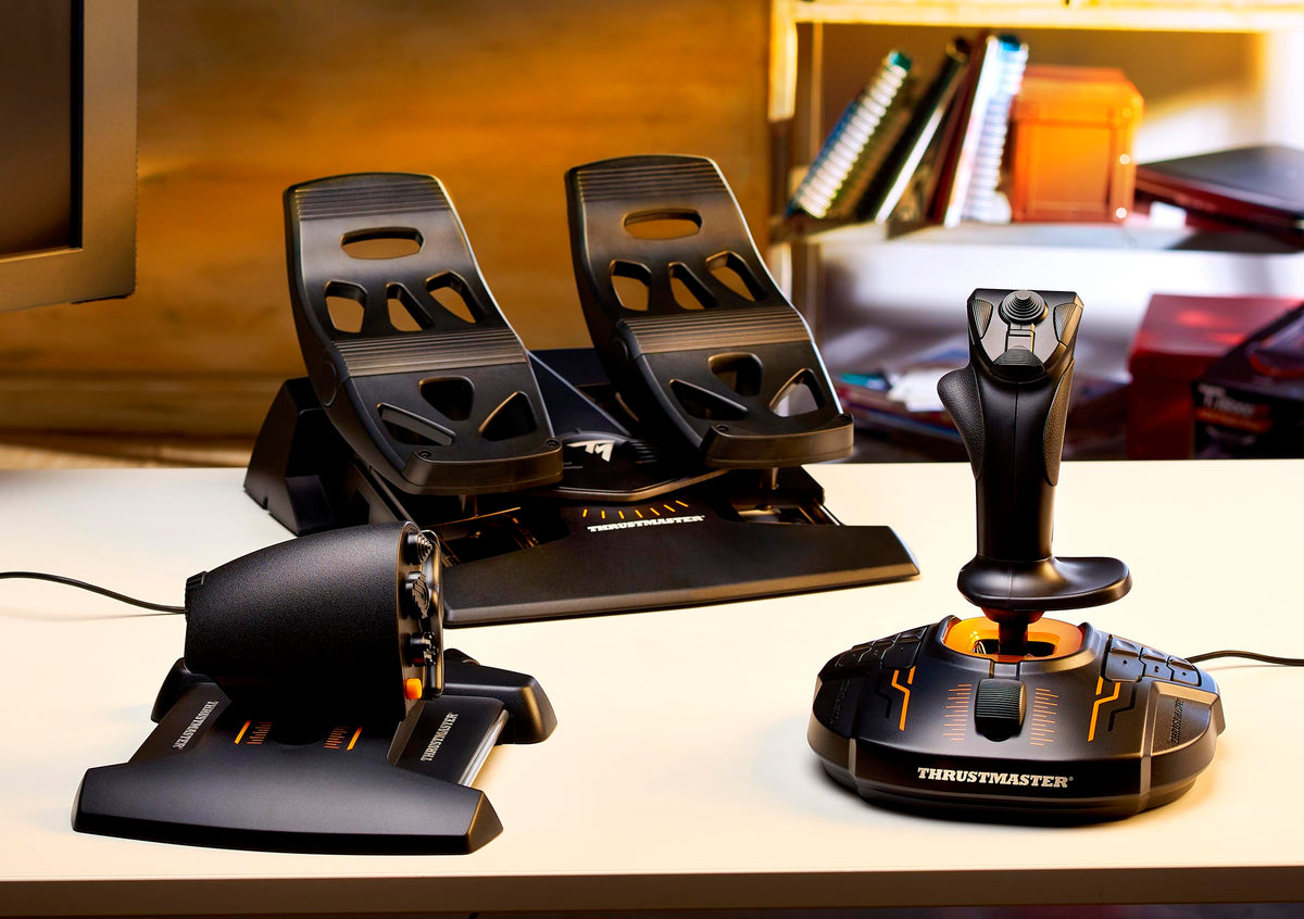Flight-Simulator-Paket T.16000M FCS Flight Pack mit TWCS Schubregler TFRP Ruderpedalen 16.000 x 16.000 DPI USB für PC