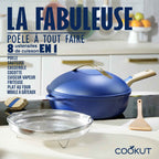 Poêle multifonction 8 en 1 FAB28 avec revêtement antiadhésif 28 cm poignées amovibles panier vapeur friture compatible induction
