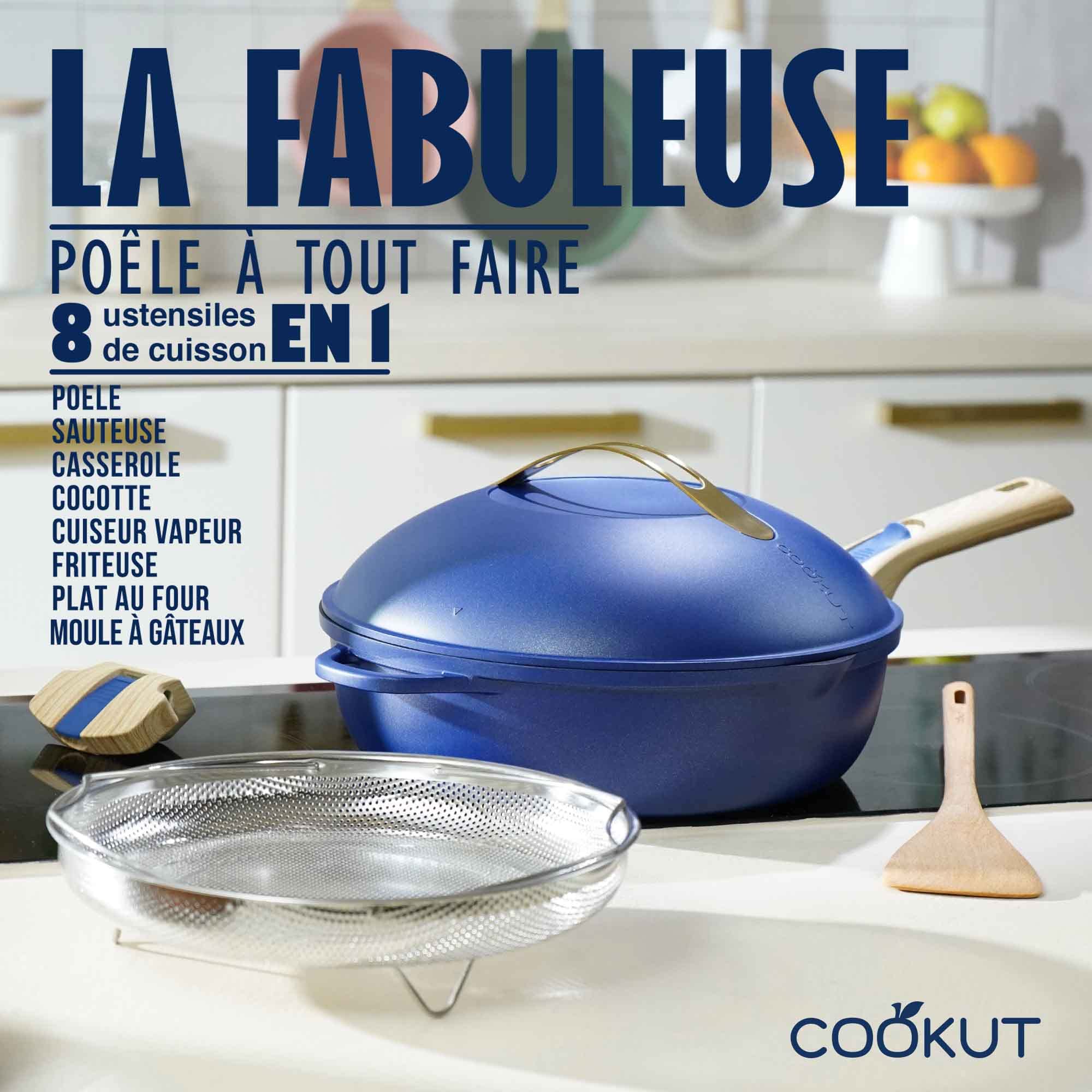 Poêle multifonction 8 en 1 FAB28 avec revêtement antiadhésif 28 cm poignées amovibles panier vapeur friture compatible induction